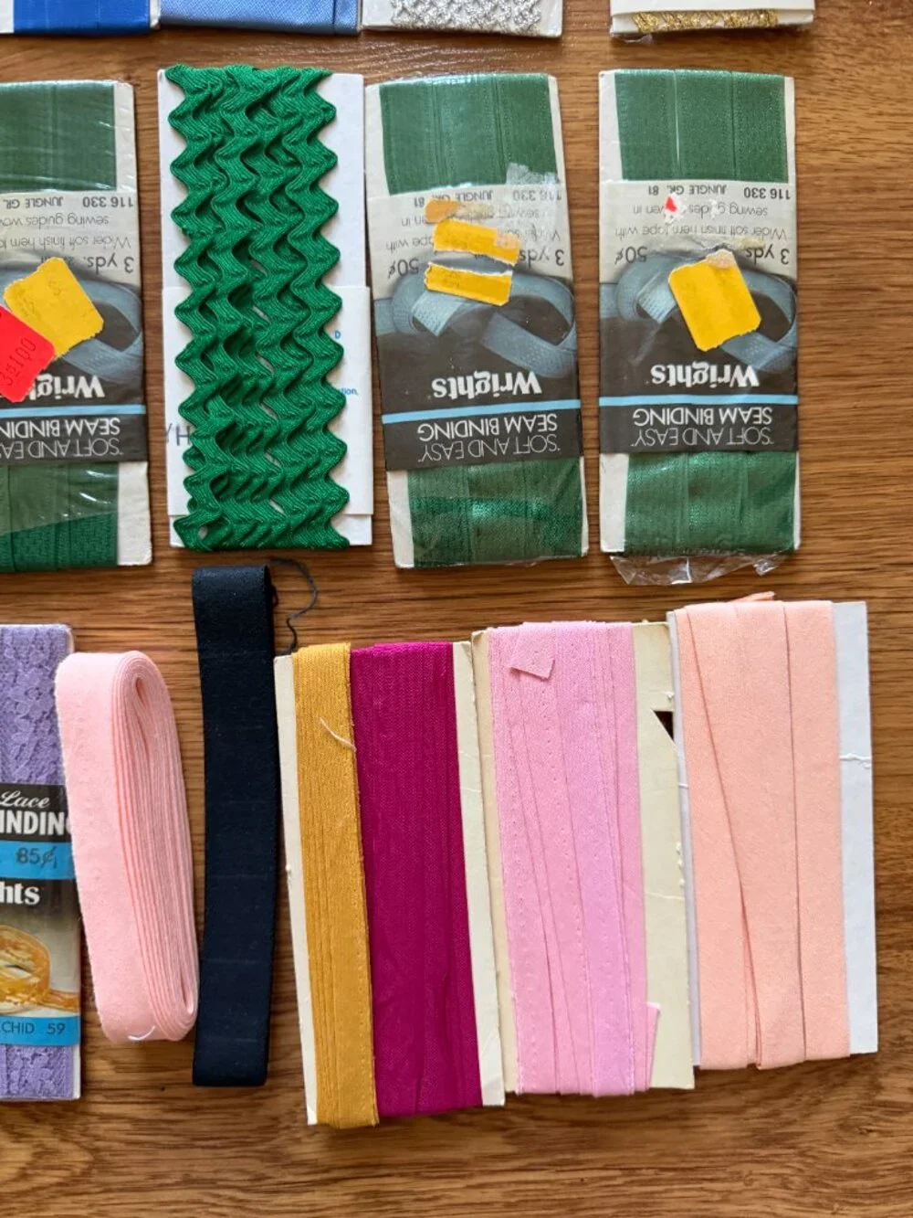 Bundle Sewing Tape Bias, Hem, RicRac, Lace, Piping (Lot of 33)